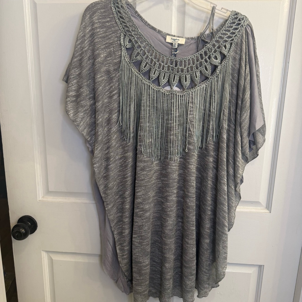 Women's Hayden Los Angeles Top/mini dress Size M Gray Fringe